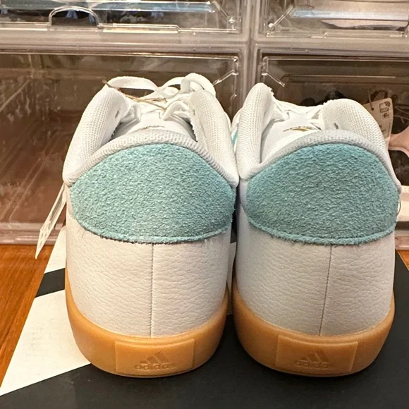 Adidas White and Aqua Sneakers with Gum Soles - Picture 5 of 5